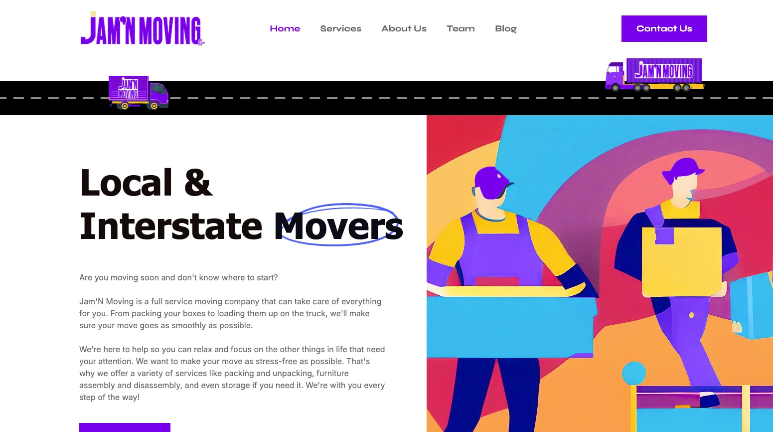 Jamn Moving Website